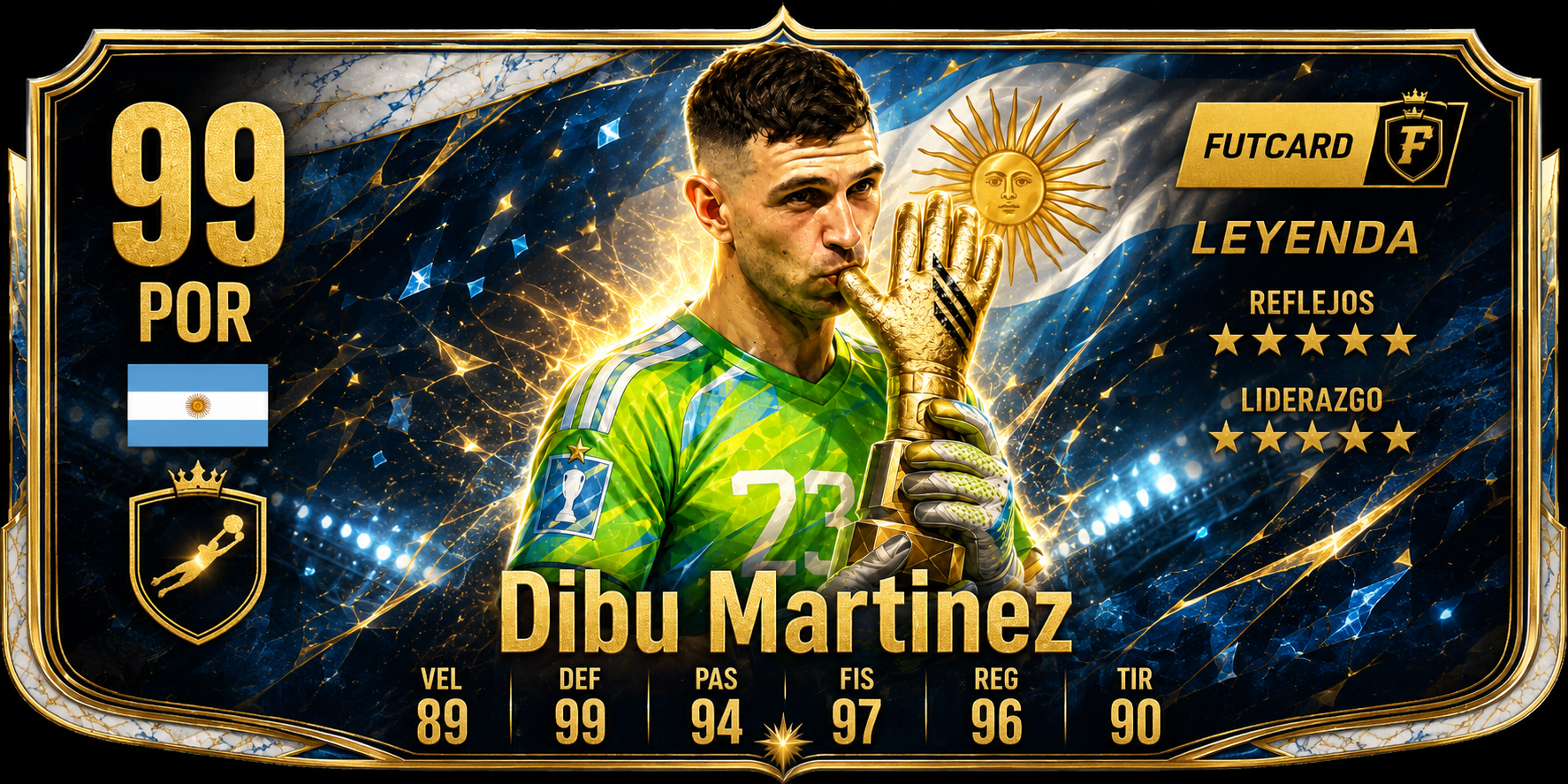 Ejemplo de futcard albiceleste premium.